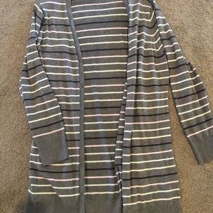 Grey, multi-color stripe cardigan (1X- 14/16)